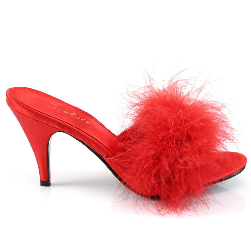 Satin Marabou Feather Mules High Heel Shoes